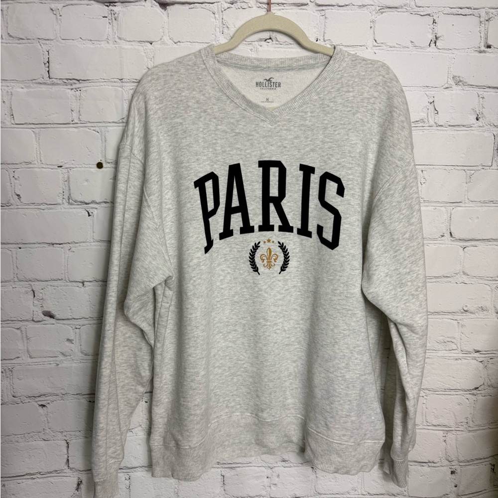 Hollister Light Gray Paris Graphic Sweatshirt size M